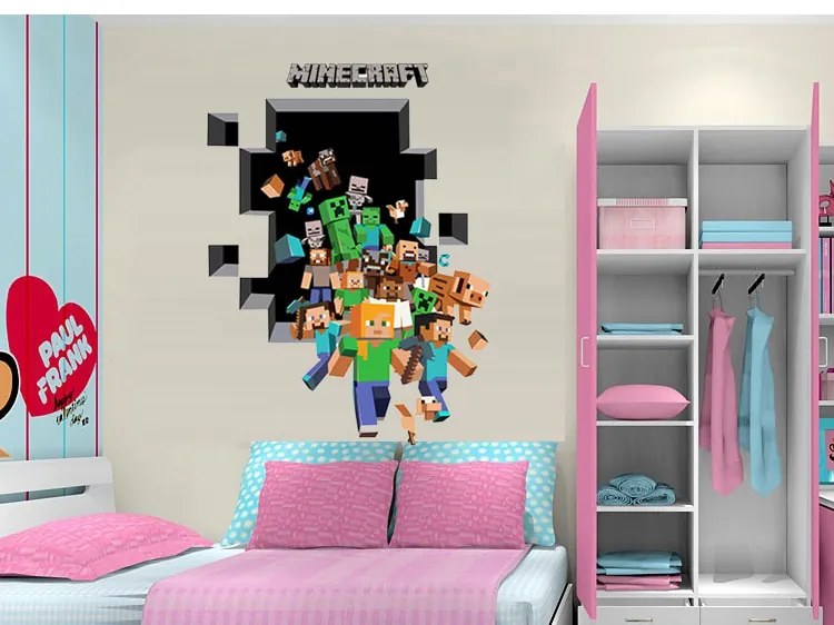 Veselá Stena Samolepka na stenu na stenu Minecraft diera