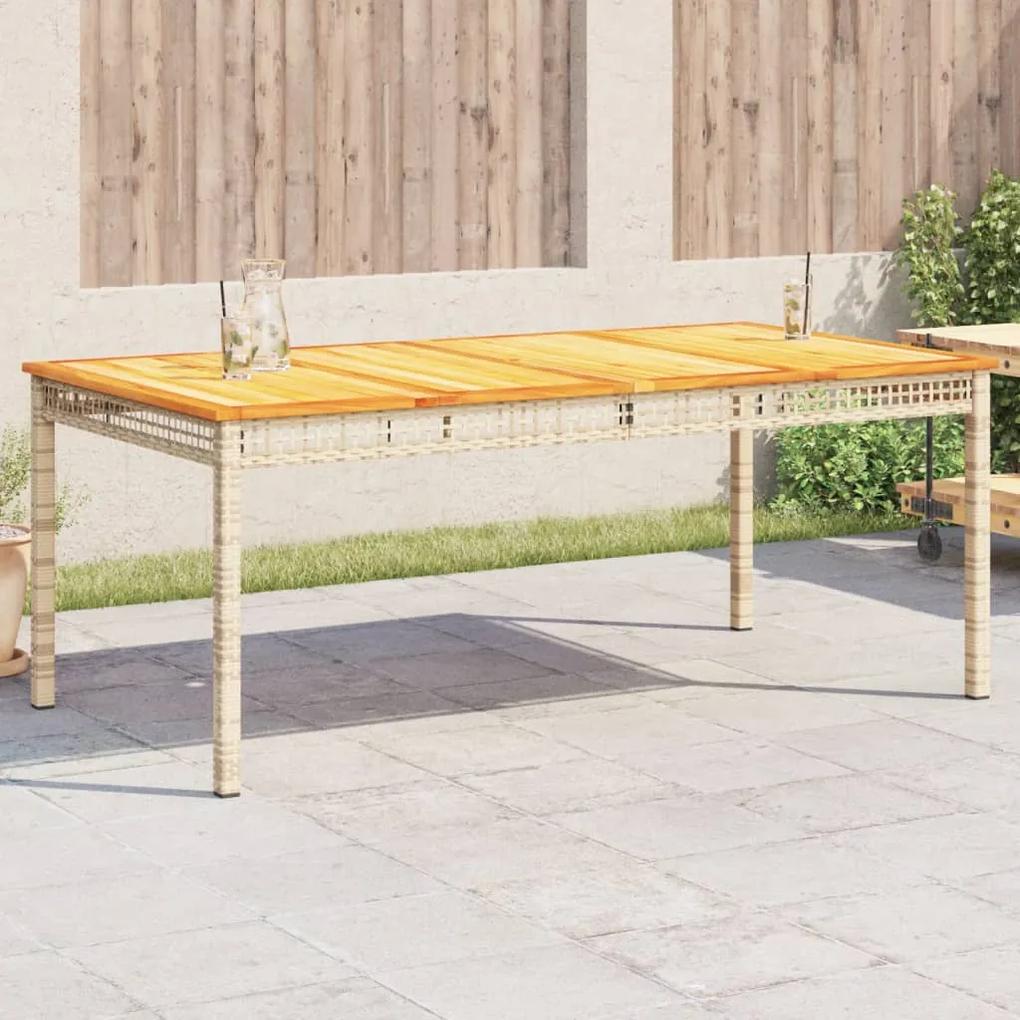 Záhradný stôl béžový 180x90x75 cm polyratan akáciové drevo 366281