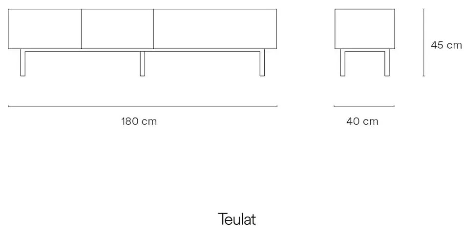 Biely/v prírodnej farbe TV stolík v dekore duba 180x45 cm Arista – Teulat