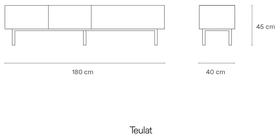 Biely/v prírodnej farbe TV stolík v dekore duba 180x45 cm Arista – Teulat