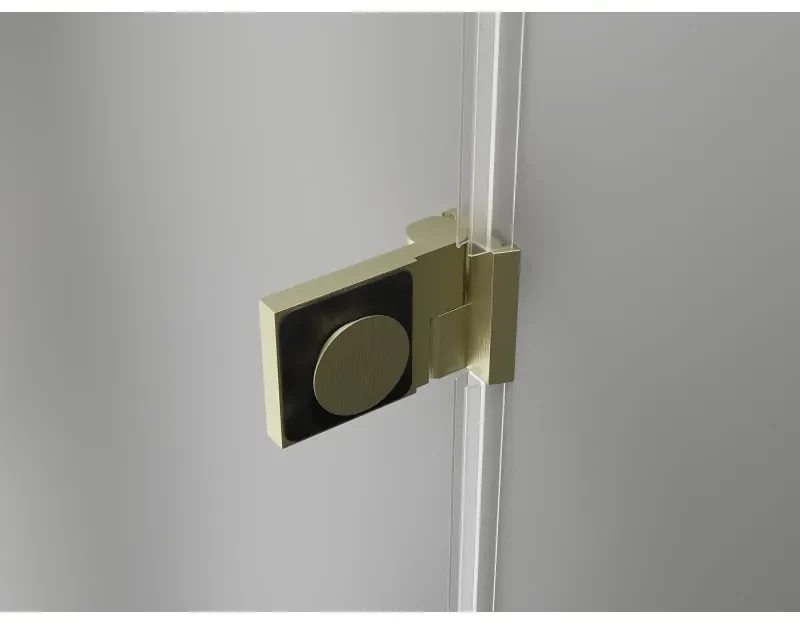 Mexen Lunar-B, pravostranný výklopný sprchový kút 90 x 80 cm, 8mm číre sklo, zlatý kartáčovaný - 832-090-080-55-00-P