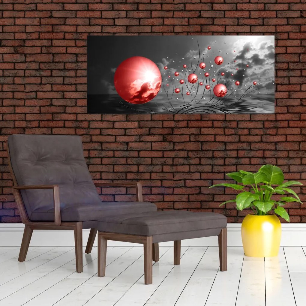 Obraz červených gulí (120x50 cm)