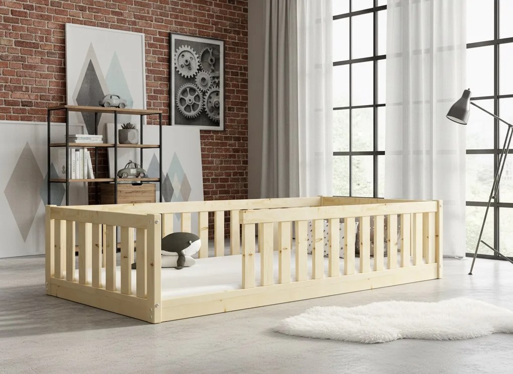 Posteľ BELLA SIMA 190x90 Montessori z masívu – prírodná borovica