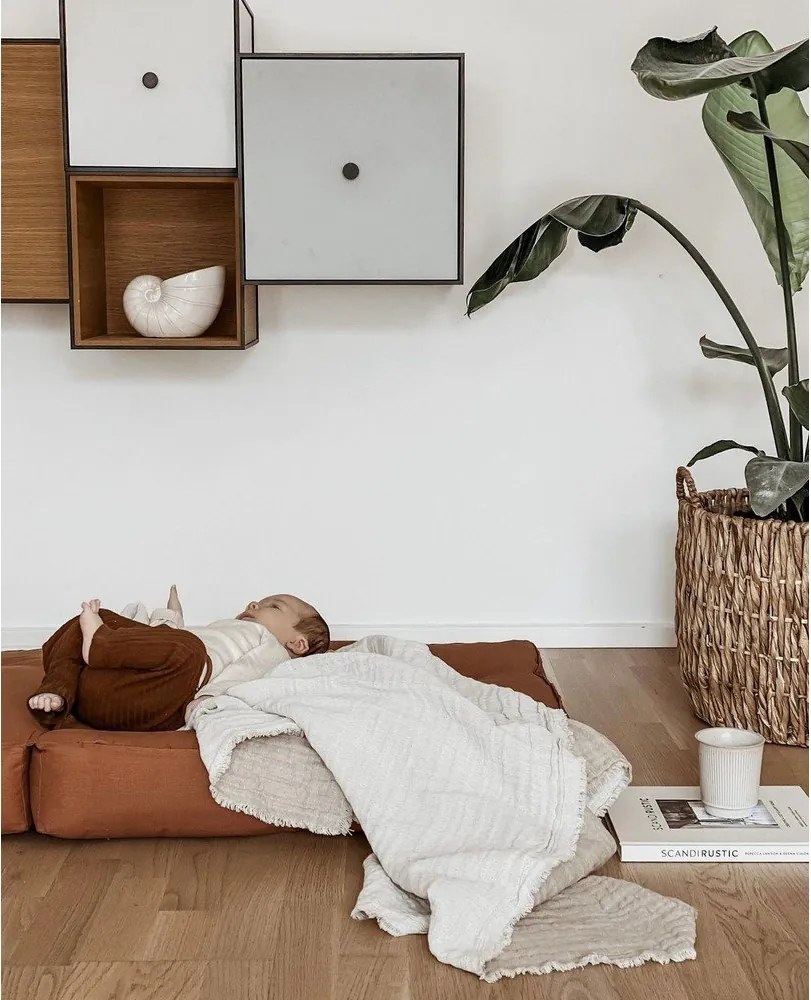 Detské rozkladacie kreslo s taburetkou Karup Design Mini Cube Natural