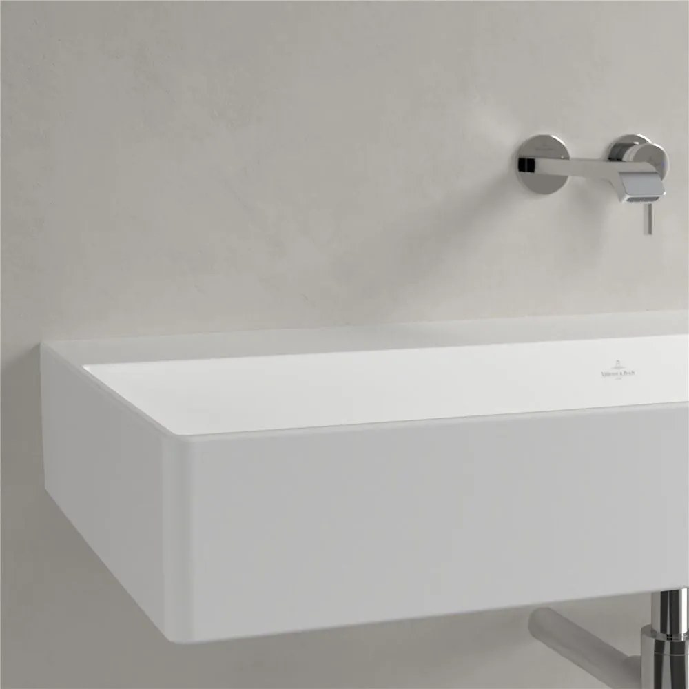 VILLEROY &amp; BOCH Memento 2.0 závesné umývadlo bez otvoru (spodná strana brúsená), bez prepadu, 1000 x 470 mm, Stone White, s povrchom CeramicPlus, 4A221FRW