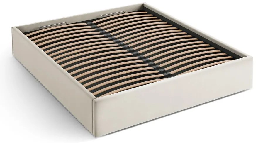 Béžová čalúnená dvojlôžková posteľ s úložným priestorom/bez čela s roštom 180x200 cm Susan – Micadoni