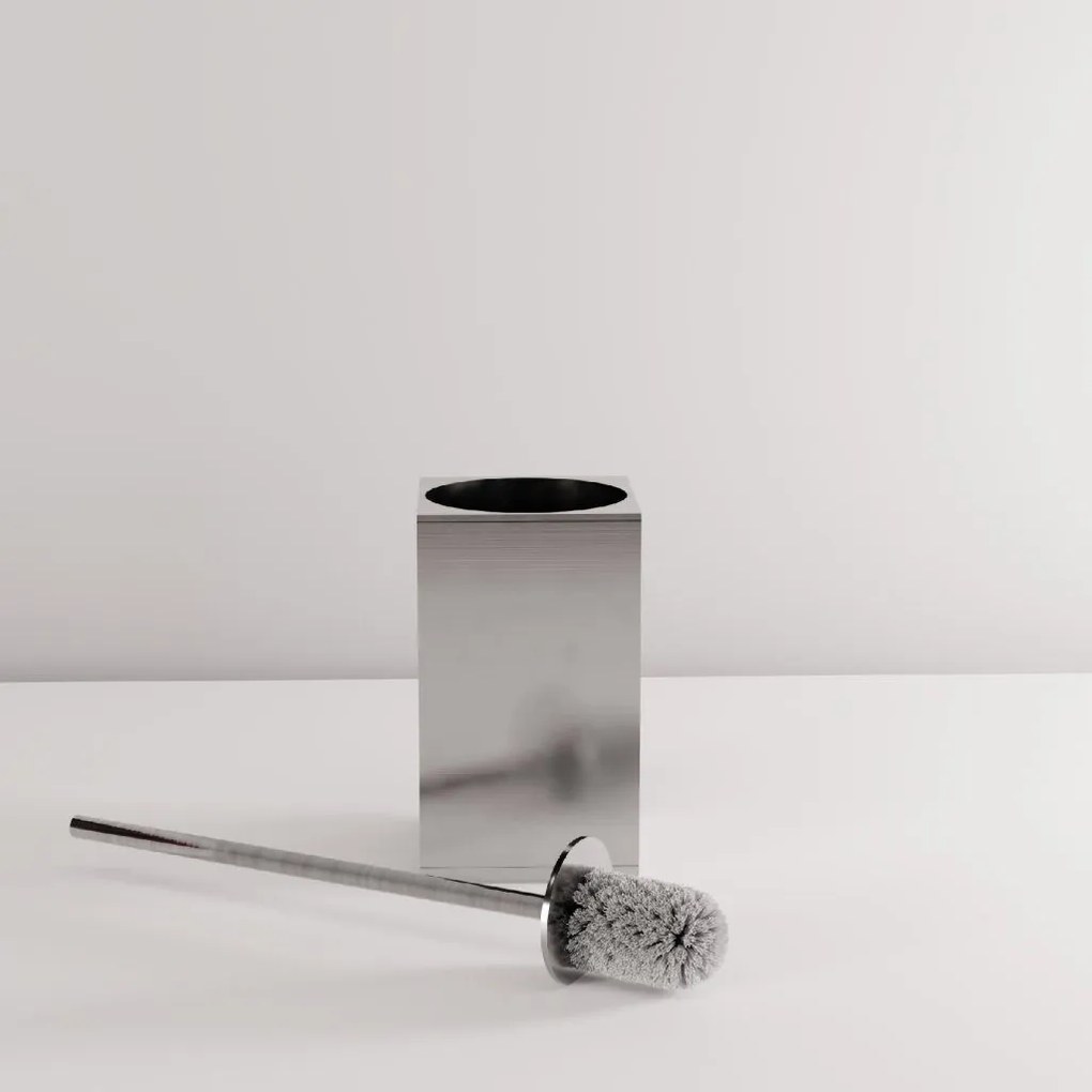 Rea Til, kovový stojan na WC s kefou, brúsená oceľ, REA-88096