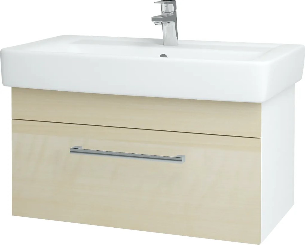 Dřevojas - Koupelnová skříň Q UNO SZZ 80 - N01 Bílá lesk / Úchytka T03 / D02 Bříza (21095C)