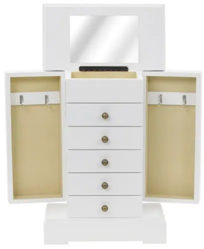 vidaXL Skrinka na šperky so zrkadlom, MDF, 25 x 13,5 x 34 cm-
