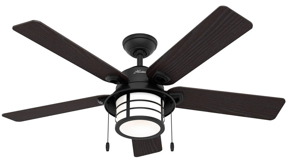 Hunter Santorini ventilátor, svetlo, drevo/čierna