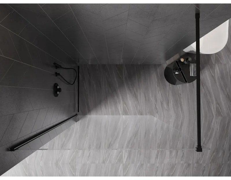 Mexen, Mexen Kioto-X sprchová stena 50 x 200 cm, priehľadná 10 mm, čierna - 800-050-101-70-00-X