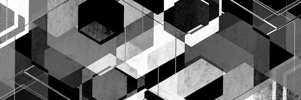 Obraz abstraktná geometria v čiernobielom prevedení - 135x45
