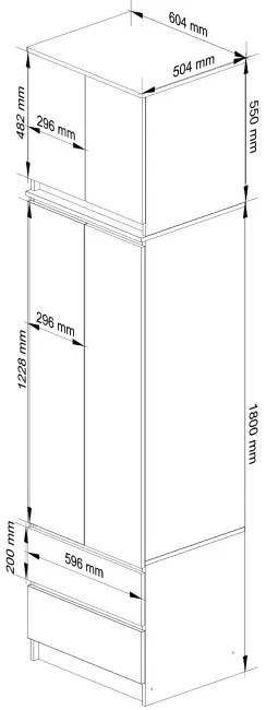 Skriňa s nadstavcom S 60 cm 2D 2SZ CLP dub sonoma