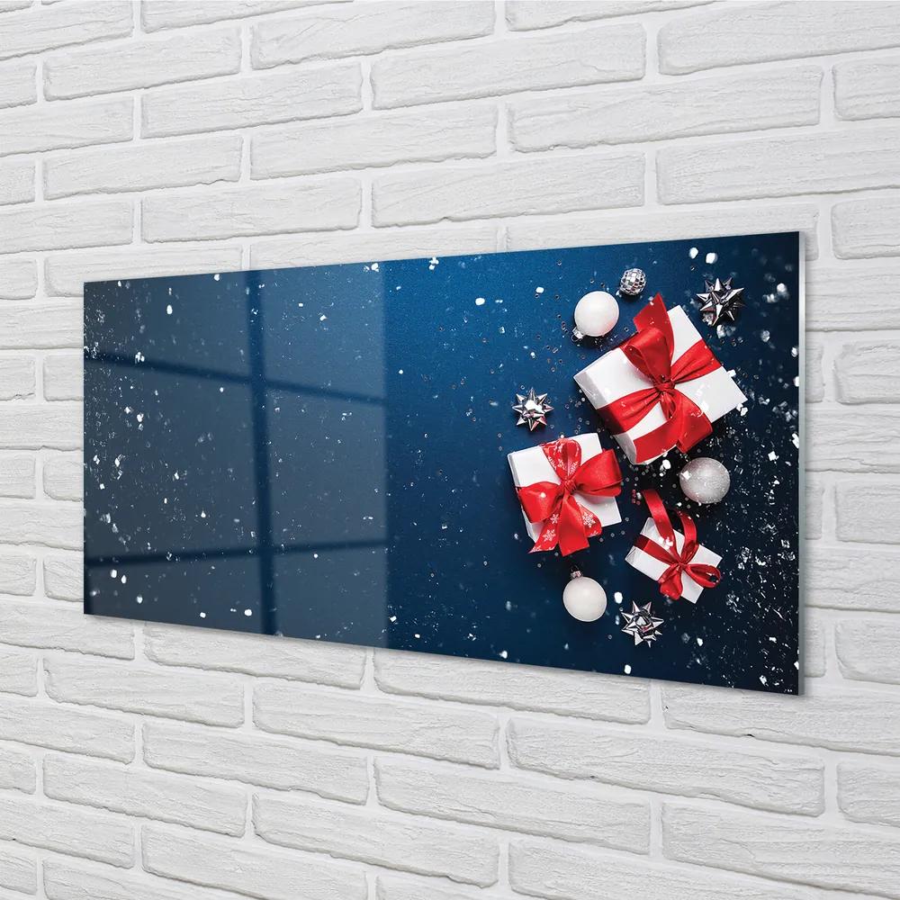Obraz na akrylátovom skle Darčeky čačky sneh 125x50 cm