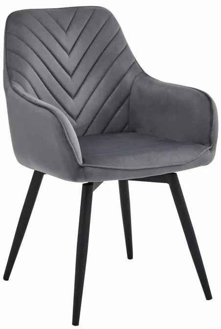 Set dvoch jedálenských otočných stoličiek NANA360 zamatové, tmavosivé (čierne nohy) 2 ks