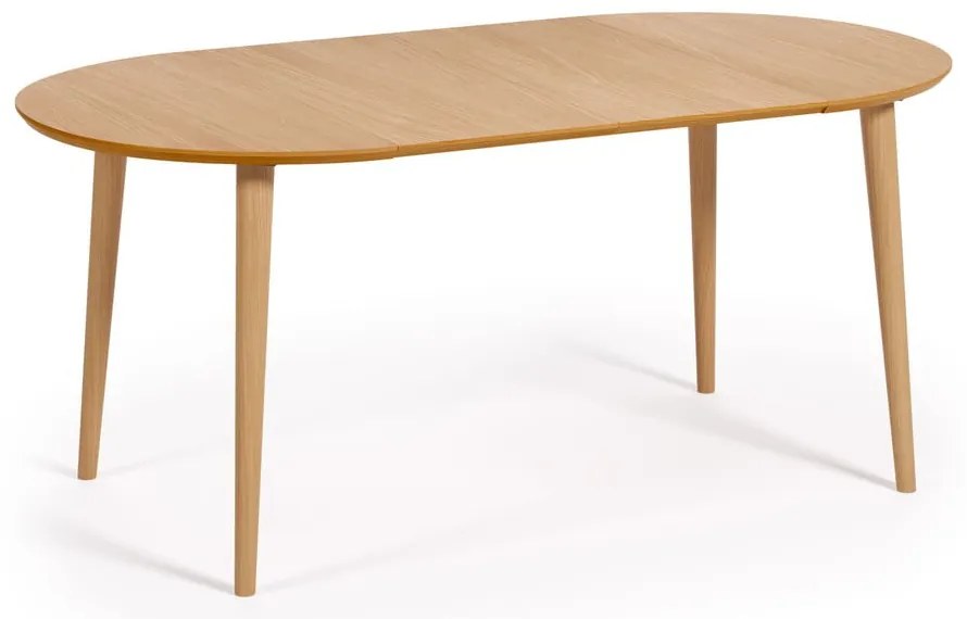 Okrúhly rozkladací jedálenský stôl v dekore duba v prírodnej farbe ø 90 cm Oqui – Kave Home