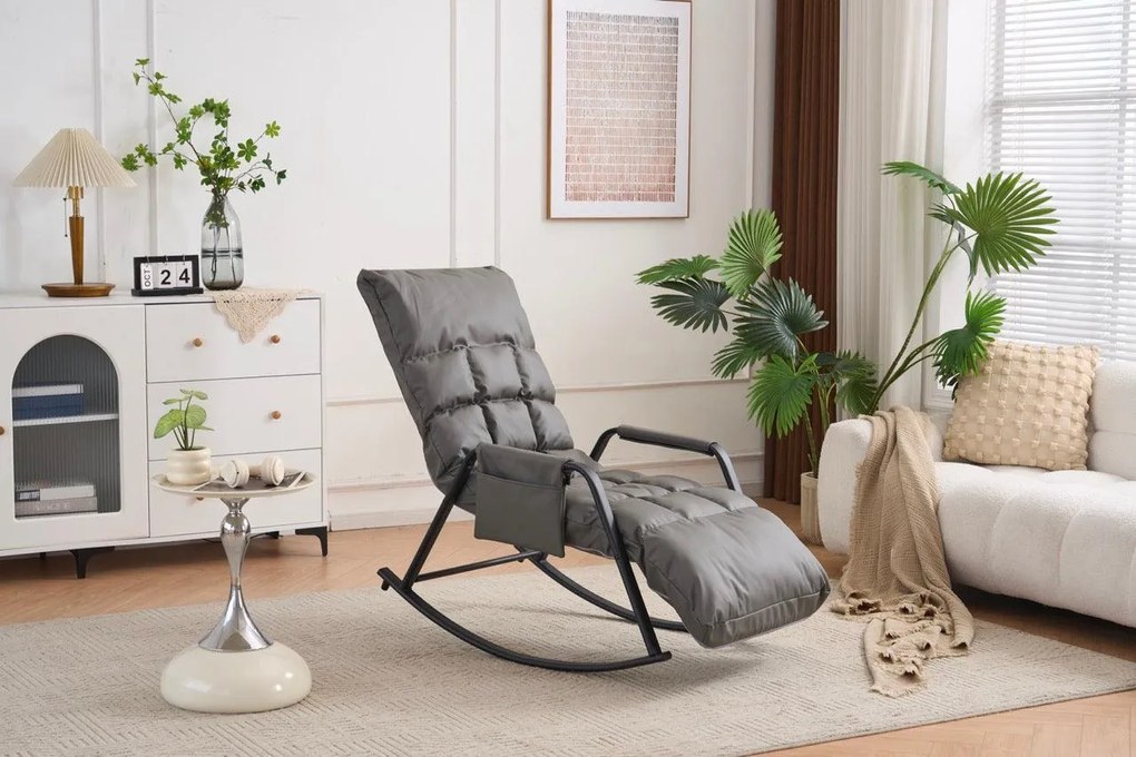 Hojdacie kreslo s 5-stupňovým nastavením, polstrované, šedé