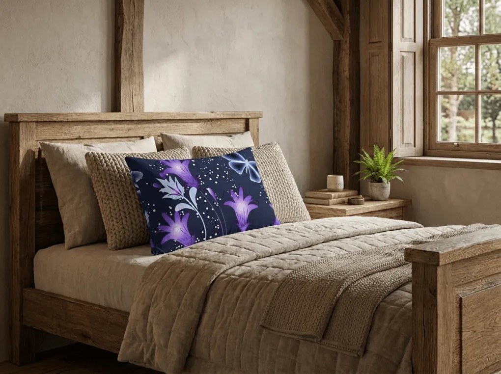 Obliečka na vankúš z mikrovlákna VIOLET BUTTERFLY 50x70 cm, tmavomodrý
