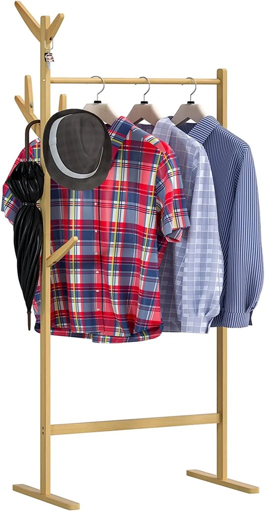 Bambusový stojan na oblečenie RADO, 66x40x163,3cm, hnedá Casaria