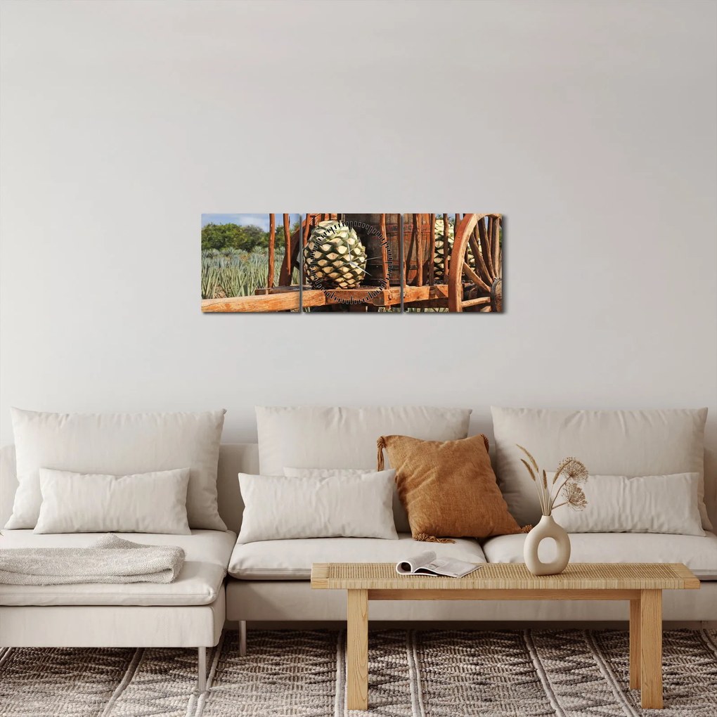 Obraz - Prívesný vozík (s hodinami) (90x30 cm)