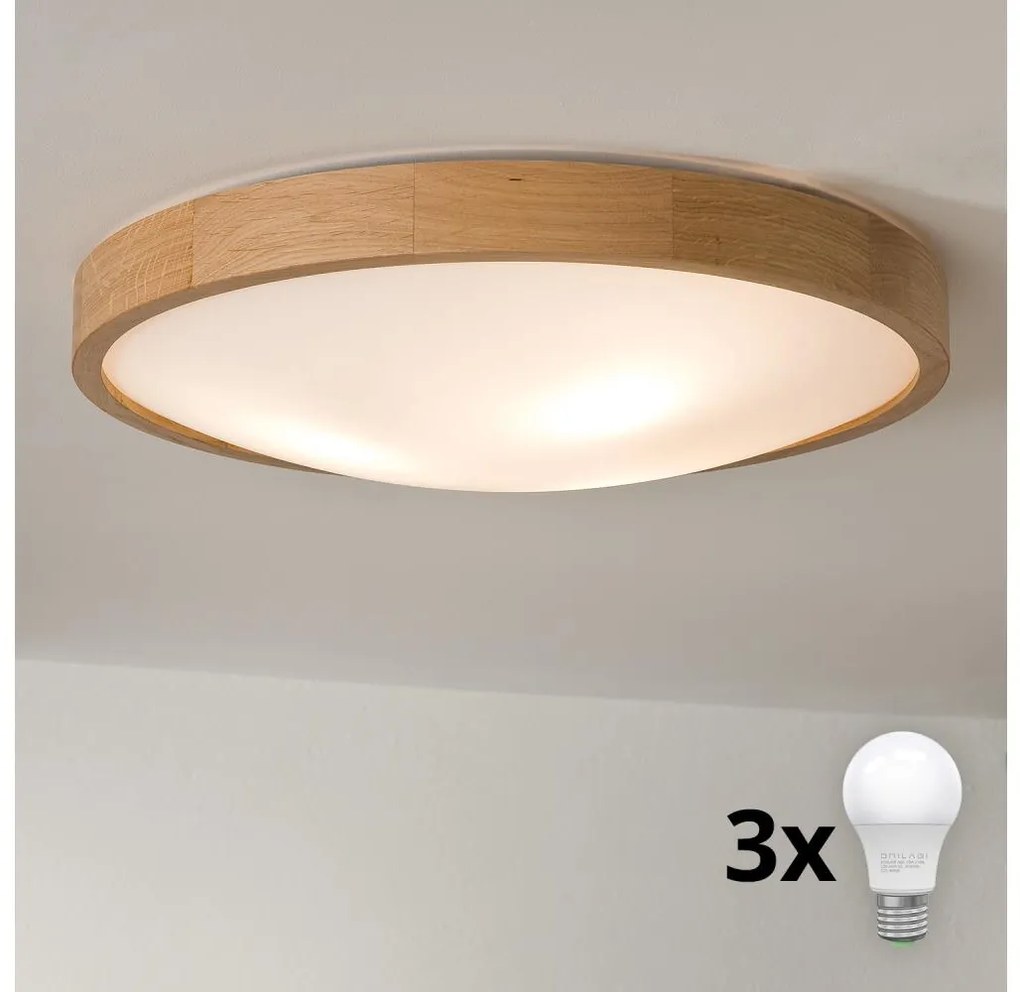 Brilagi - LED Stropné svietidlo CARVALHO SLIM 3xE27/60W/230V dub pr. 47 cm 8590828606796