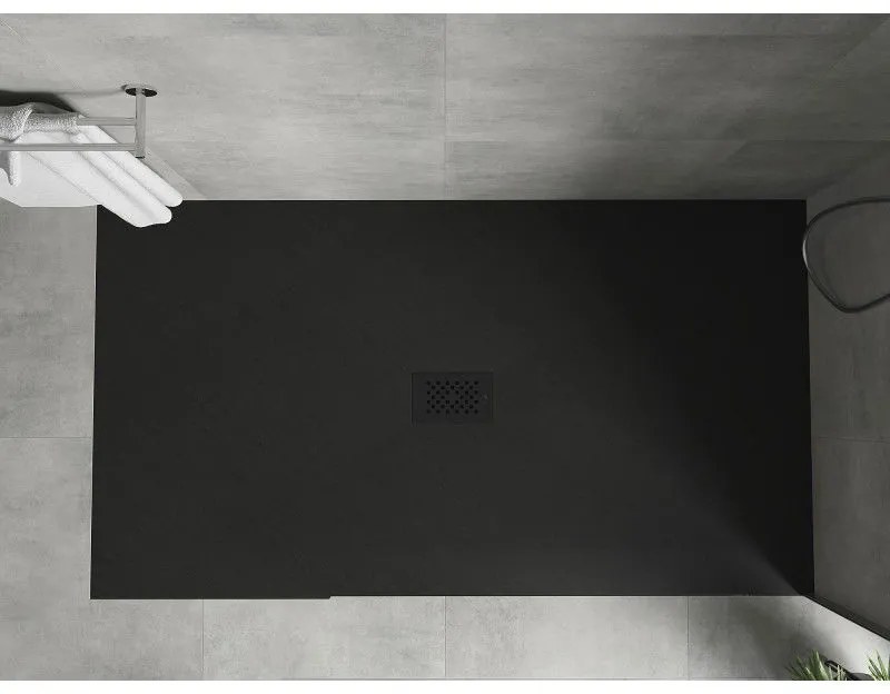 Mexen Hugo, obdĺžniková sprchová vanička SMC 200 x 100 cm, čierna, čierna krytka, 42701020-B