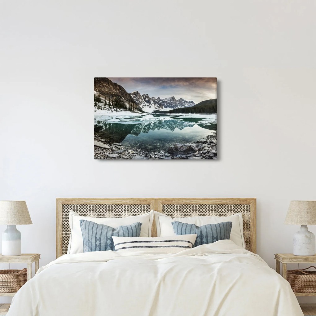 Obraz - jazero v zime (90x60 cm)