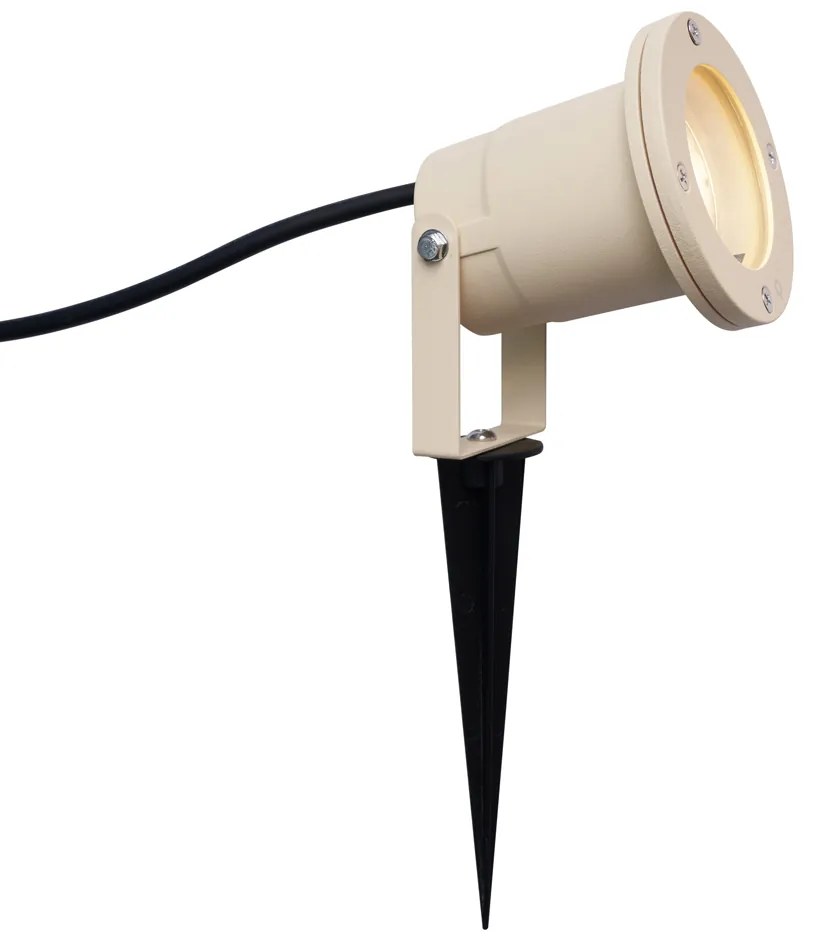 Bodové svietidlo so zemným hrotom béžové GU10 50 mm nastaviteľné IP65 vrátane kábla a zástrčky - Basic