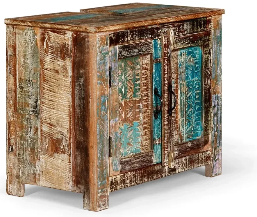 furniture-nabytek.cz - 5-dielna sada kúpeľňového nábytku Blue Lagoon z masívneho manga, lakovaná, farebná
