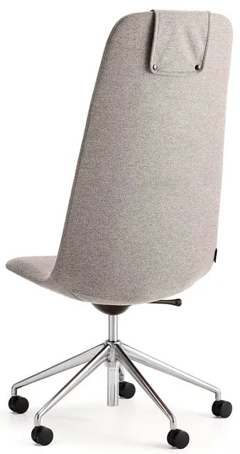 Stolička LANGLEY, vysoký sedák, s kolieskami, brúsený hliník/šedohnedá