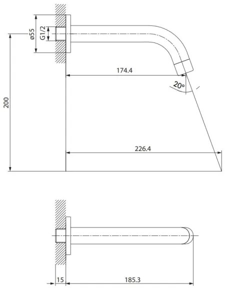 Cersanit S951-553 - Výtoková hubica na podomietkovú inštaláciu ZEN lesklý chróm