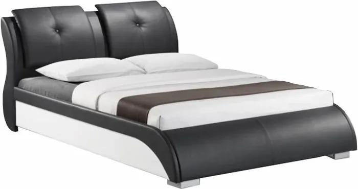 Manželská posteľ, ekokoža čierna/biela, 160x200, TORENZO