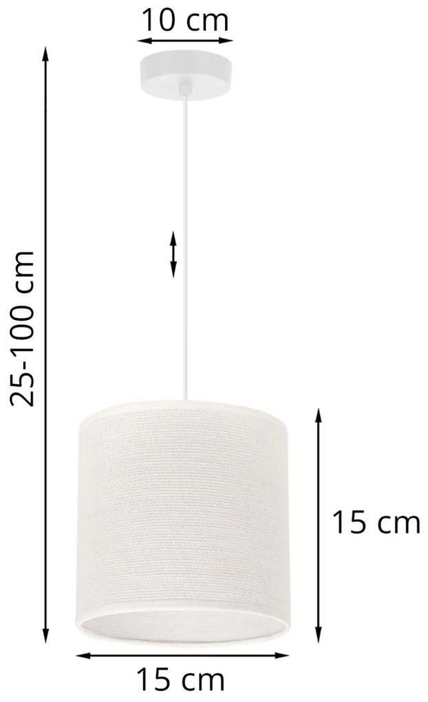 Závesné svietidlo Juta, 1x biele jutové tienidlo, (fi 15cm), w
