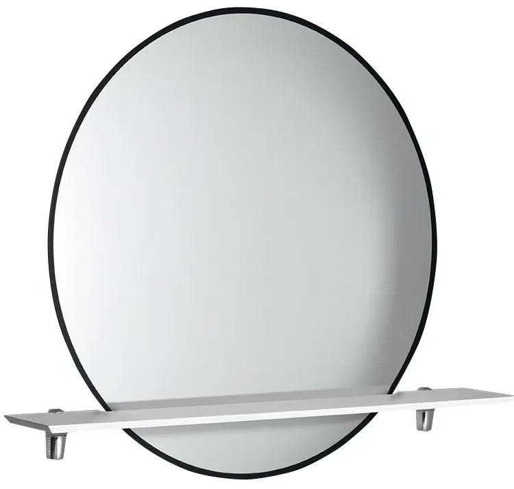 Sapho Sapho, SHARON LED podsvietené zrkadlo Ø 80cm s policou, čierna mat, 31255CI-01