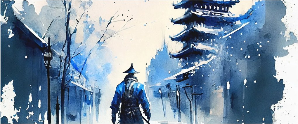 Obraz - Samuraj, aquarel (120x50 cm)