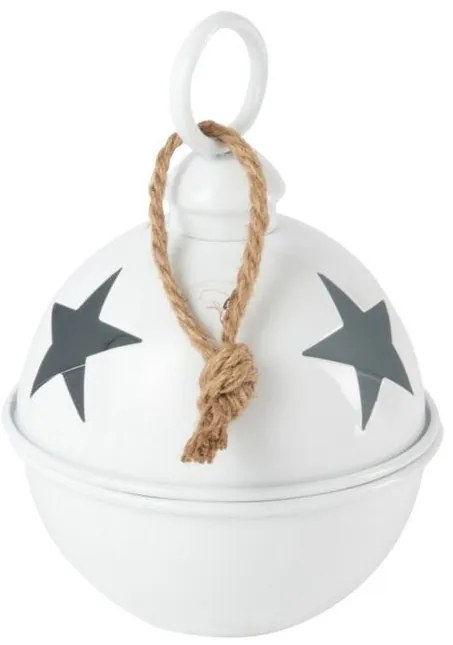 Biela antik závesná kovová ozdoba rolnička Baub S - Ø 16*26 cm