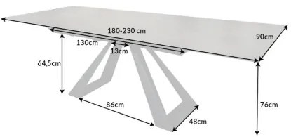 Rozkladací jedálenský stôl 40648 180/230 x 90cm Anthracite Ceramik  - Komfort-nábytok