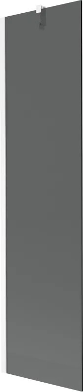 Mexen Next, vaňová zástena 1-krídlová 50 x 150 cm, fixné krídlo, 6 mm šedé sklo, biely profil, 895-050-000-00-40-20