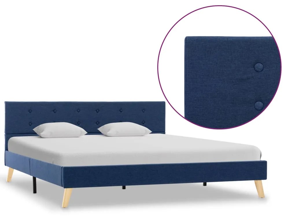 vidaXL Rám postele modrý 160x200 cm látkový