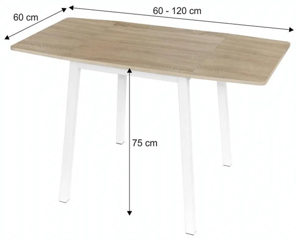 Jedálenský stôl Mizar (pre 4 osoby) (dub sonoma + biela). Vlastná spoľahlivá doprava až k Vám domov. 808103