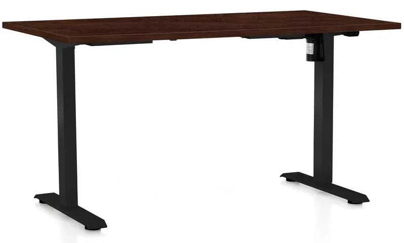 Výškovo nastaviteľný stôl OfficeTech A, 120 x 80 cm, čierna podnož, wenge