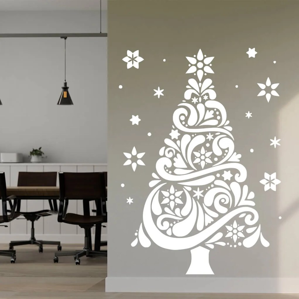 Veselá Stena Samolepka Vianočný strom Farba: fialová, Veľkosť: 60 x 43 cm
