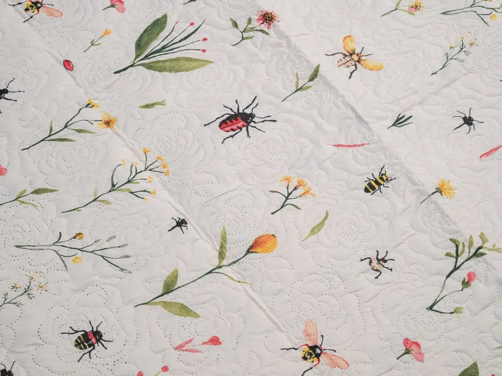 Prehoz na posteľ INSECTA, krémový Rozmer: 170 x 210 cm
