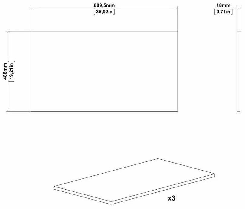 Doplnkové police do šatníkovej skrine v súprave 3 ks (šírka 89 cm) Verona – Tvilum