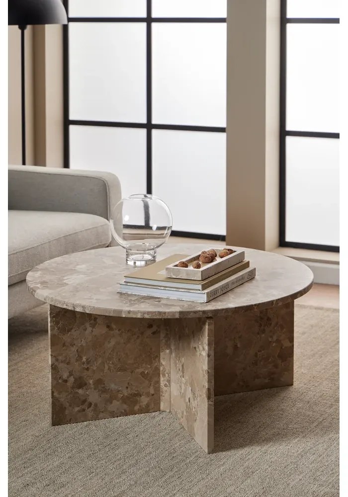 Konferenčný stolík Vega 90 cm hnedý mramor Latte