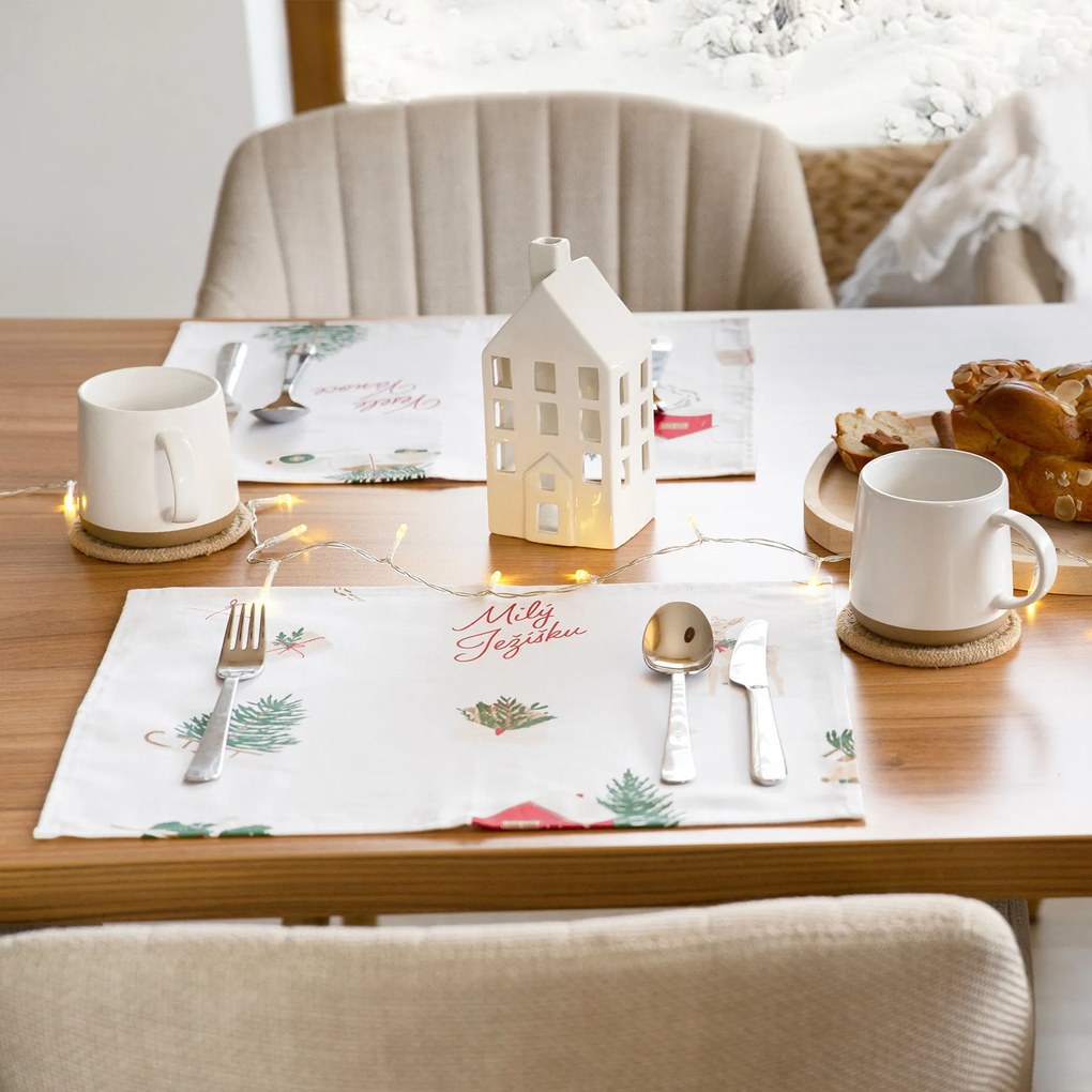 Goldea vianočné prestieranie na stôl z pevnej bavlny - české vianoce - sada 2ks 30 x 40 cm