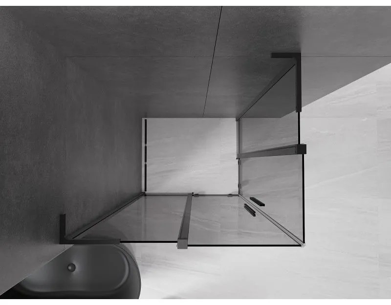 Mexen Velar L Duo, sprchový kút s posuvnými dverami 90 x 80 cm, 8mm šedé sklo, čierna matná, 871-090-080-02-43-70