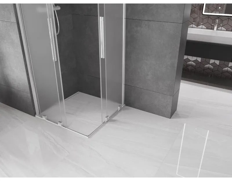 Mexen Velar Duo, sprchový kút s posuvnými dverami 100 x 100 cm, 8mm sklo námraza, chrómová, 871-100-100-32-01