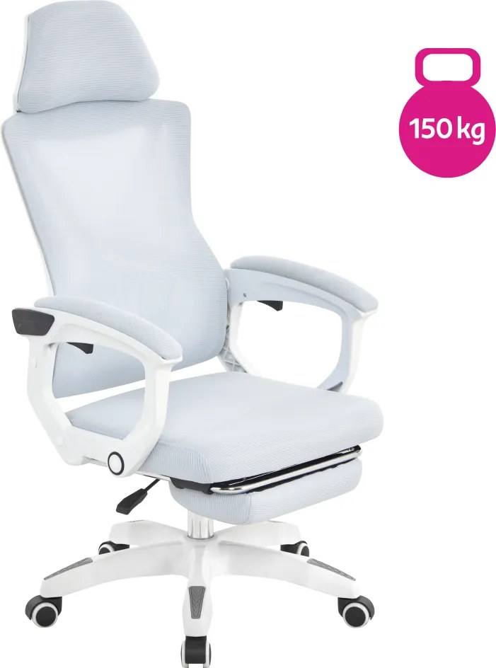 Kancelárske kreslo, svetlosivá/biela, nosnosť 150 kg, MALVIN