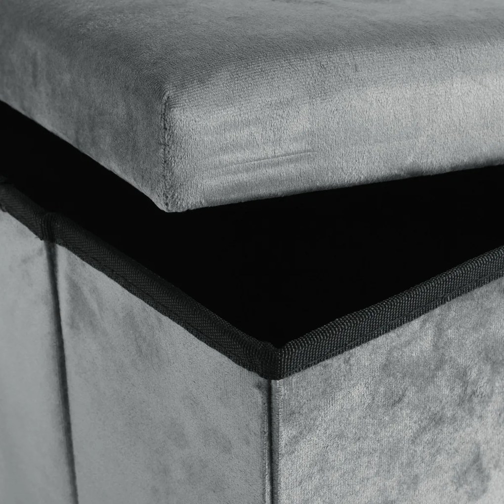 Taburet s úložným priestorom DIEGO XL zamatový sivý